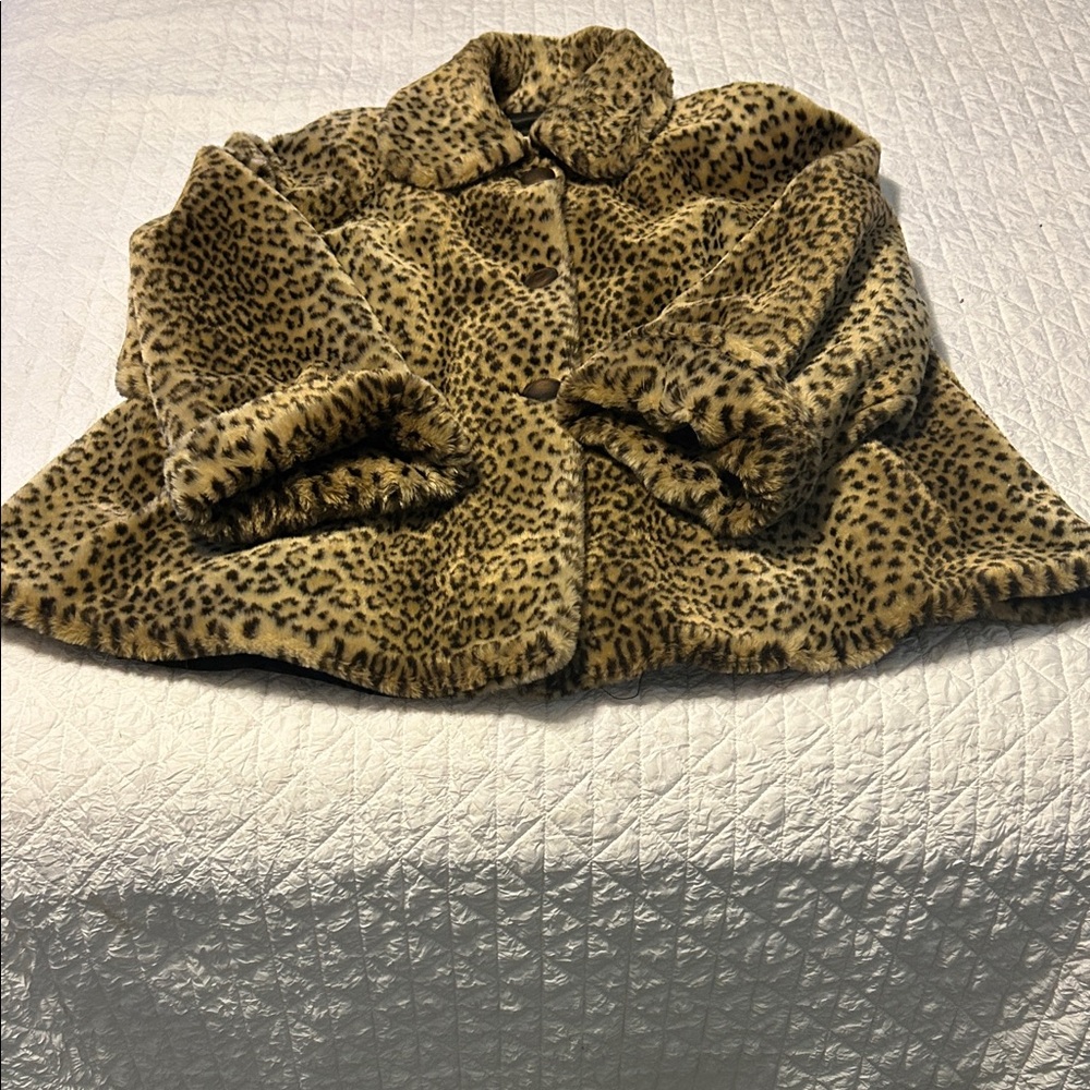 Marvin Richards Long A line Classic faux fur Jacket. 
29” from shoulder to hem.